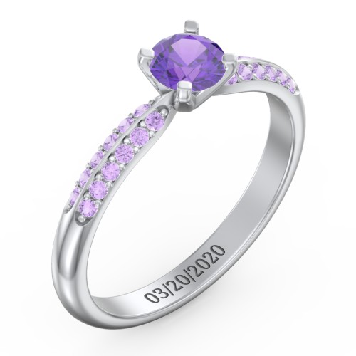 1/2 ct. Round Gemstone Engagement Ring with Double Row Accents