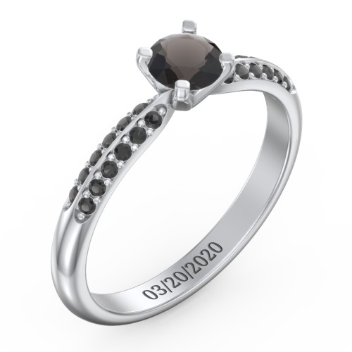 1/2 ct. Round Gemstone Engagement Ring with Double Row Accents