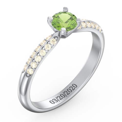 1/2 ct. Round Gemstone Engagement Ring with Double Row Accents