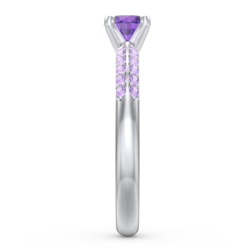 1/2 ct. Round Gemstone Engagement Ring with Double Row Accents
