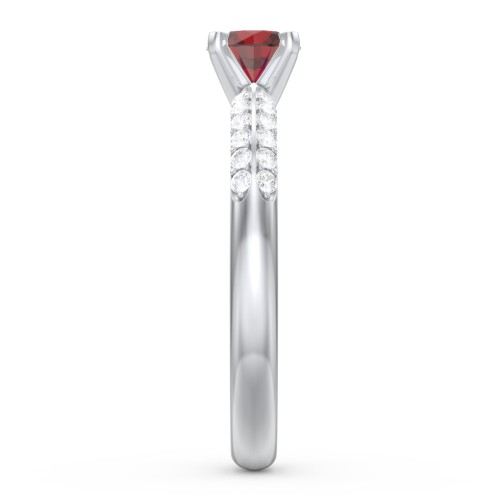 1/2 ct. Round Gemstone Engagement Ring with Double Row Accents