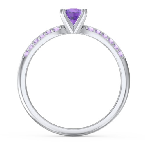1/2 ct. Round Gemstone Engagement Ring with Double Row Accents