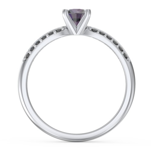 1/2 ct. Round Gemstone Engagement Ring with Double Row Accents