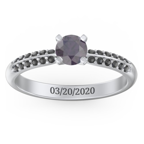 1/2 ct. Round Gemstone Engagement Ring with Double Row Accents