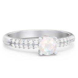 1/2 ct. Round Gemstone Peek-A-Boo Engagement Ring with Double Row Accents