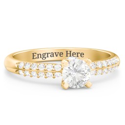 1/2 ct. Round Gemstone Peek-A-Boo Engagement Ring with Double Row Accents in 10K Solid Yellow Gold with Cubic Zirconia and White Premium Zirconia