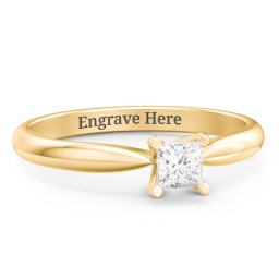 1/4 ct. Princess Gemstone Engagement Ring with Tapered Band in 10K Solid Yellow Gold with White Premium Zirconia
