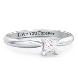 1/4 ct. Princess Gemstone Engagement Ring with Tapered Band