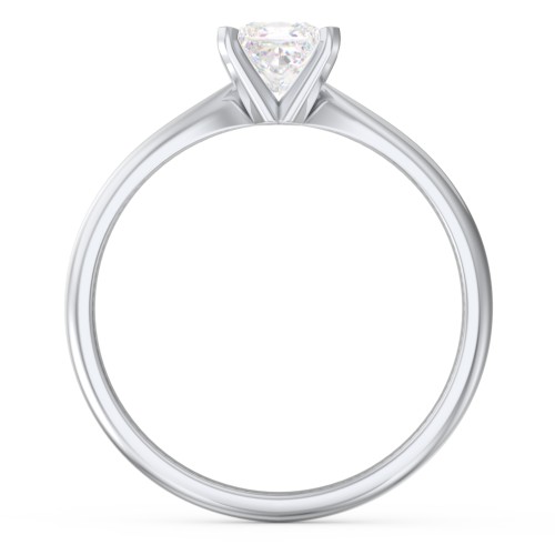 1/2 ct. Princess Gemstone Engagement Ring with Tapered Band – Sterling Silver with Lab Diamond