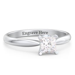 1/2 ct. Princess Gemstone Peek-A-Boo Engagement Ring with Tapered Band