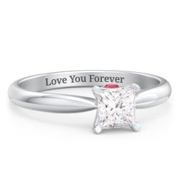 1/2 ct. Princess Gemstone Peek-A-Boo Engagement Ring with Tapered Band