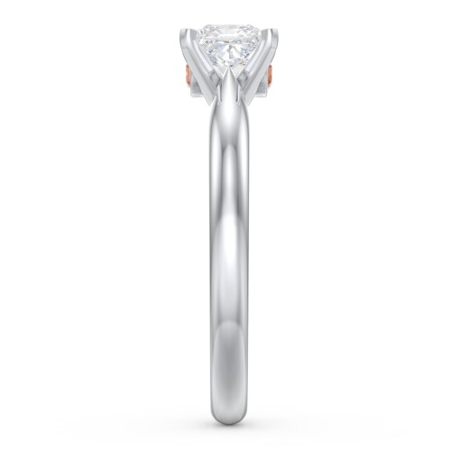 1/2 ct. Princess Gemstone Peek-A-Boo Engagement Ring with Tapered Band – Sterling Silver with White Premium Zirconia and Garnet