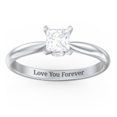 1/2 ct. Princess Gemstone Peek-A-Boo Engagement Ring with Tapered Band