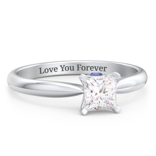 1/2 ct. Princess Gemstone Peek-A-Boo Engagement Ring with Tapered Band