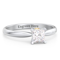1/2 ct. Princess Gemstone Peek-A-Boo Engagement Ring with Tapered Band in 925 Sterling Silver with White Premium Zirconia and Citrine