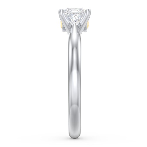 1/2 ct. Princess Gemstone Peek-A-Boo Engagement Ring with Tapered Band – Sterling Silver with White Premium Zirconia and Citrine