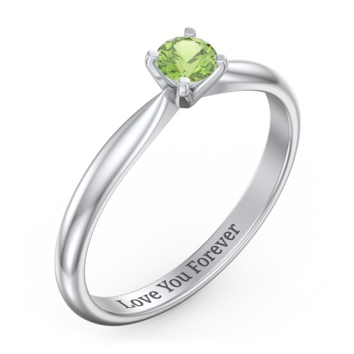 1/4 ct. Round Gemstone Engagement Ring with Tapered Band