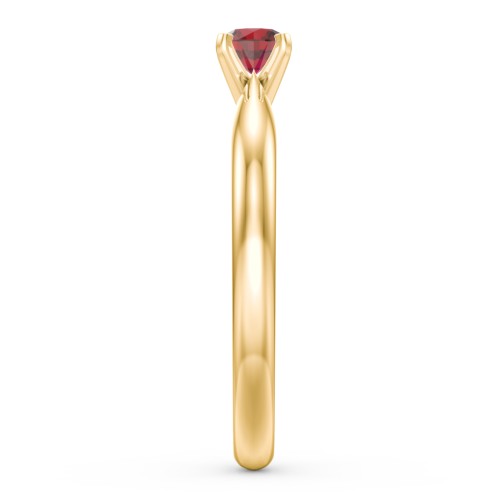 1/4 ct. Round Gemstone Engagement Ring with Tapered Band – 14K Yellow Gold with Garnet