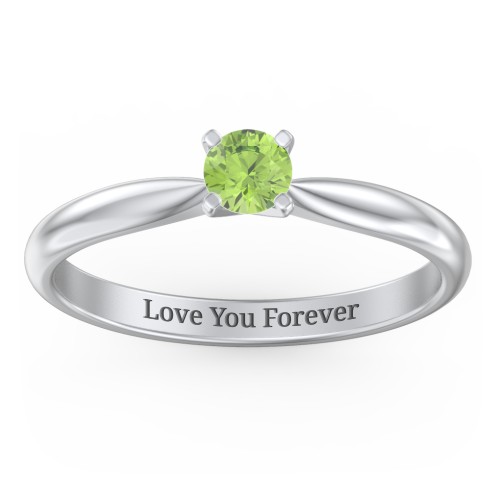 1/4 ct. Round Gemstone Engagement Ring with Tapered Band