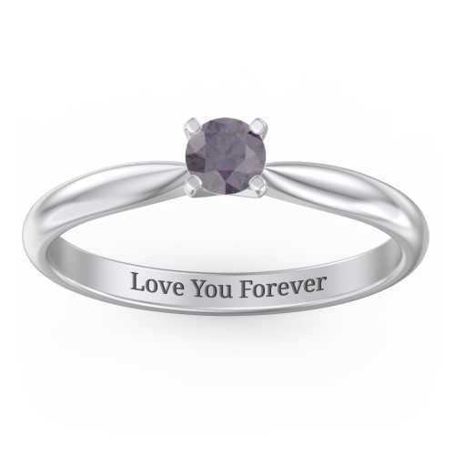 1/4 ct. Round Gemstone Engagement Ring with Tapered Band