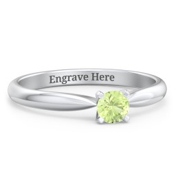 1/4 ct. Round Gemstone Engagement Ring with Tapered Band in 925 Sterling Silver with Peridot