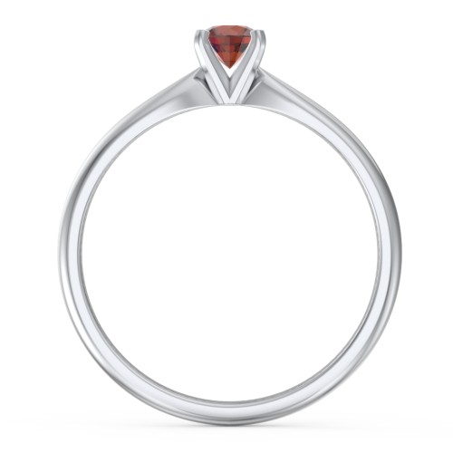 1/4 ct. Round Gemstone Engagement Ring with Tapered Band – Sterling Silver with Garnet