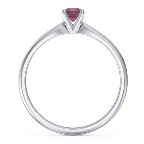 1/4 ct. Round Gemstone Engagement Ring with Tapered Band – Sterling Silver with Ruby