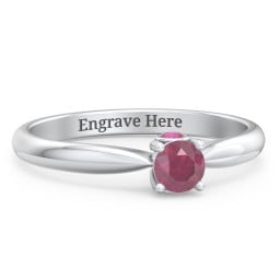 1/4 ct. Round Gemstone Peek-A-Boo Engagement Ring with Tapered Band