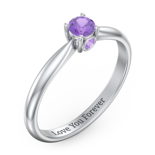 1/4 ct. Round Gemstone Peek-A-Boo Engagement Ring with Tapered Band