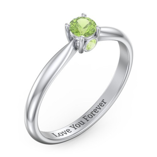 1/4 ct. Round Gemstone Peek-A-Boo Engagement Ring with Tapered Band