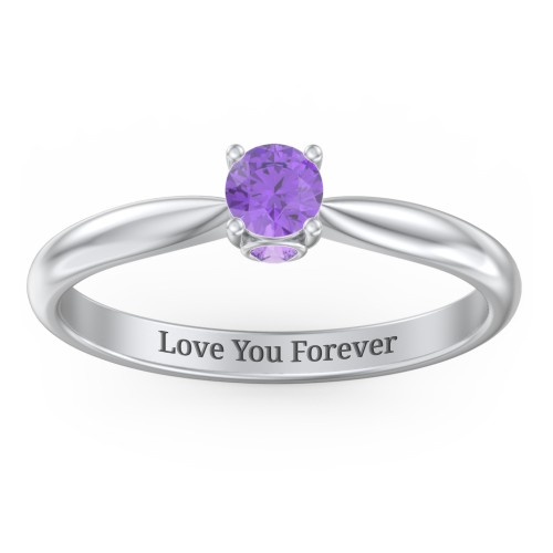 1/4 ct. Round Gemstone Peek-A-Boo Engagement Ring with Tapered Band