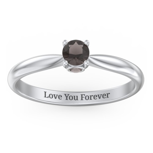 1/4 ct. Round Gemstone Peek-A-Boo Engagement Ring with Tapered Band