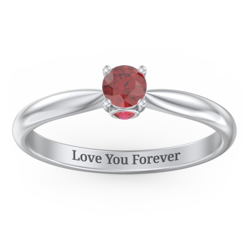1/4 ct. Round Gemstone Peek-A-Boo Engagement Ring with Tapered Band