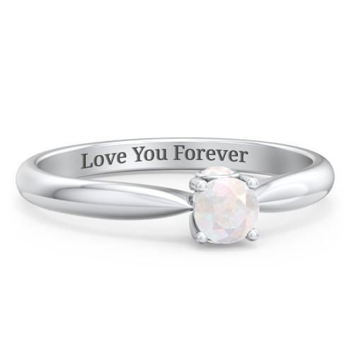 1/4 ct. Round Gemstone Peek-A-Boo Engagement Ring with Tapered Band
