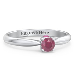 1/4 ct. Round Gemstone Peek-A-Boo Engagement Ring with Tapered Band in 925 Sterling Silver with Ruby