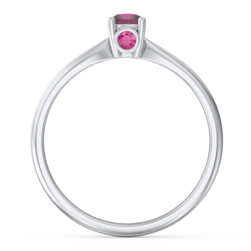 1/4 ct. Round Gemstone Peek-A-Boo Engagement Ring with Tapered Band – Sterling Silver with Ruby