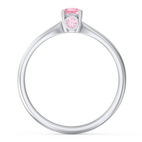 1/4 ct. Round Gemstone Peek-A-Boo Engagement Ring with Tapered Band – Sterling Silver with Pink Tourmaline