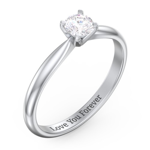 1/3 ct. Round Gemstone Engagement Ring with Tapered Band