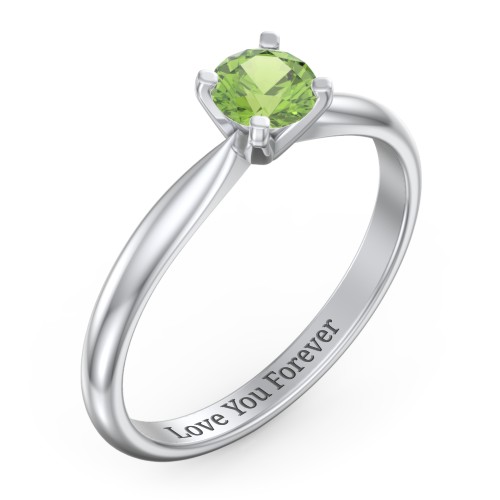 1/2 ct. Round Gemstone Engagement Ring with Tapered Band