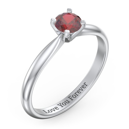 1/2 ct. Round Gemstone Engagement Ring with Tapered Band