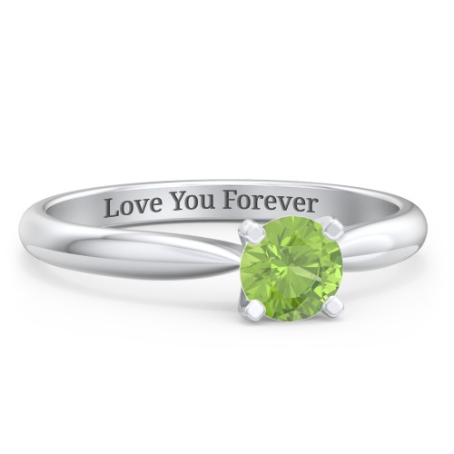 1/2 ct. Round Gemstone Engagement Ring with Tapered Band