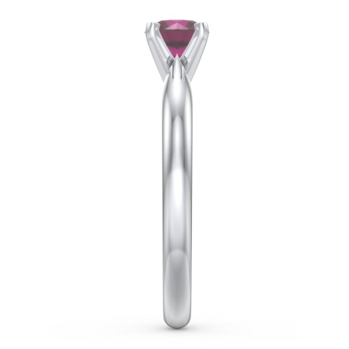 1/2 ct. Round Gemstone Engagement Ring with Tapered Band – Sterling Silver with Ruby