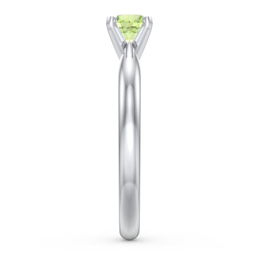 1/2 ct. Round Gemstone Engagement Ring with Tapered Band – Sterling Silver with Peridot