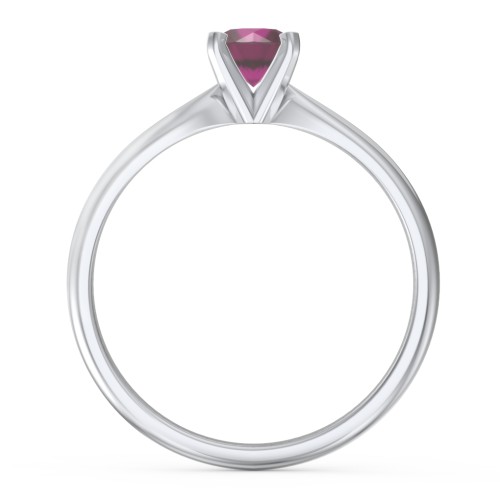 1/2 ct. Round Gemstone Engagement Ring with Tapered Band – Sterling Silver with Ruby