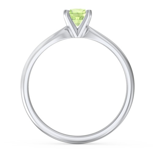 1/2 ct. Round Gemstone Engagement Ring with Tapered Band – Sterling Silver with Peridot