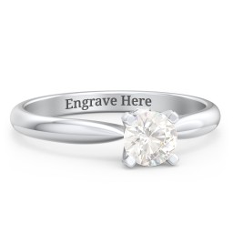 1/2 ct. Round Gemstone Peek-A-Boo Engagement Ring with Tapered Band in 925 Sterling Silver with Cubic Zirconia