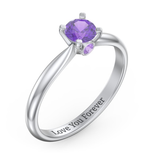 1/2 ct. Round Gemstone Peek-A-Boo Engagement Ring with Tapered Band