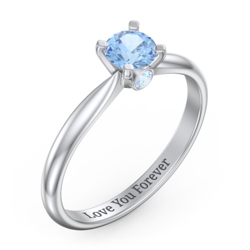 1/2 ct. Round Gemstone Peek-A-Boo Engagement Ring with Tapered Band
