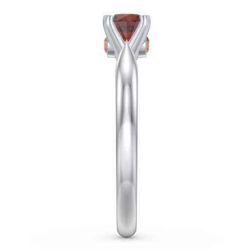 1/2 ct. Round Gemstone Peek-A-Boo Engagement Ring with Tapered Band – Sterling Silver with Garnet