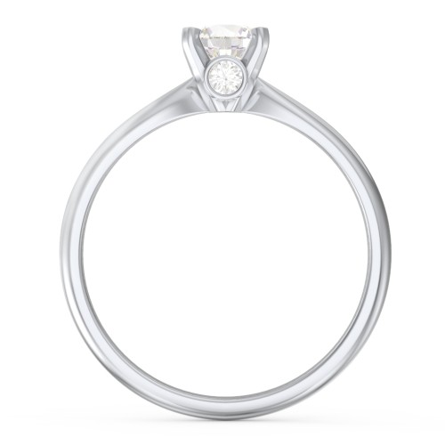 1/2 ct. Round Gemstone Peek-A-Boo Engagement Ring with Tapered Band – Sterling Silver with Cubic Zirconia